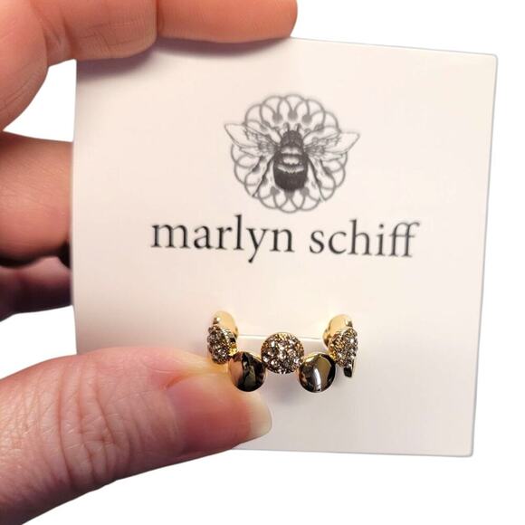 Marlyn Schiff Adjustable Goldtone Rhinestone Pave Circle Ring Giftable NEW - Picture 1 of 4